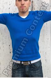 Upper Body Man White Casual Sweater Average